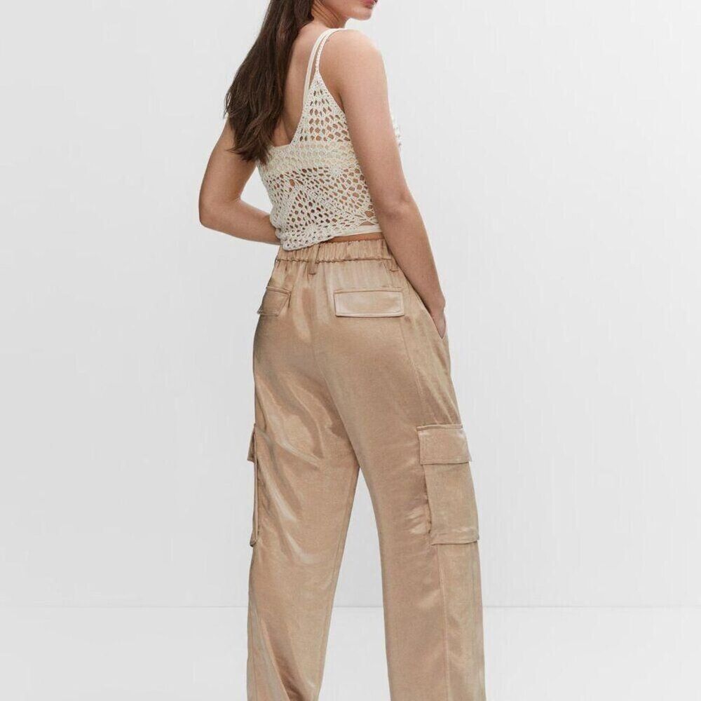 Women's Cream and Brown Trousers - Picture 2 of 4